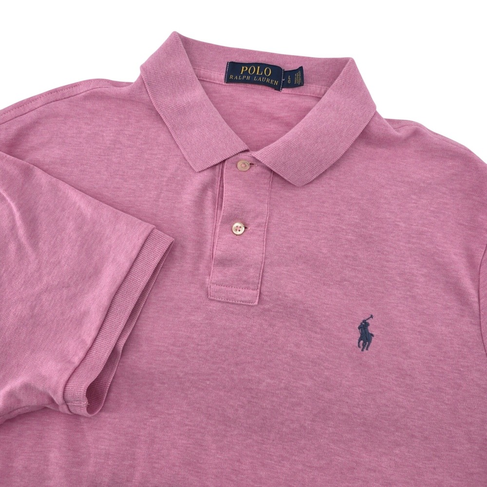Polo Ralph Lauren Mens Large Pink Heather Short Sleeve Cotton Polo Shirt L